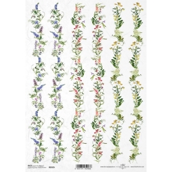 Papier ryżowy ITD A4 R1826, kwiaty, wiosenne kwiatki